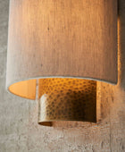 Aged Bronze & Arc Linen Shade Wall Light - The Farthing