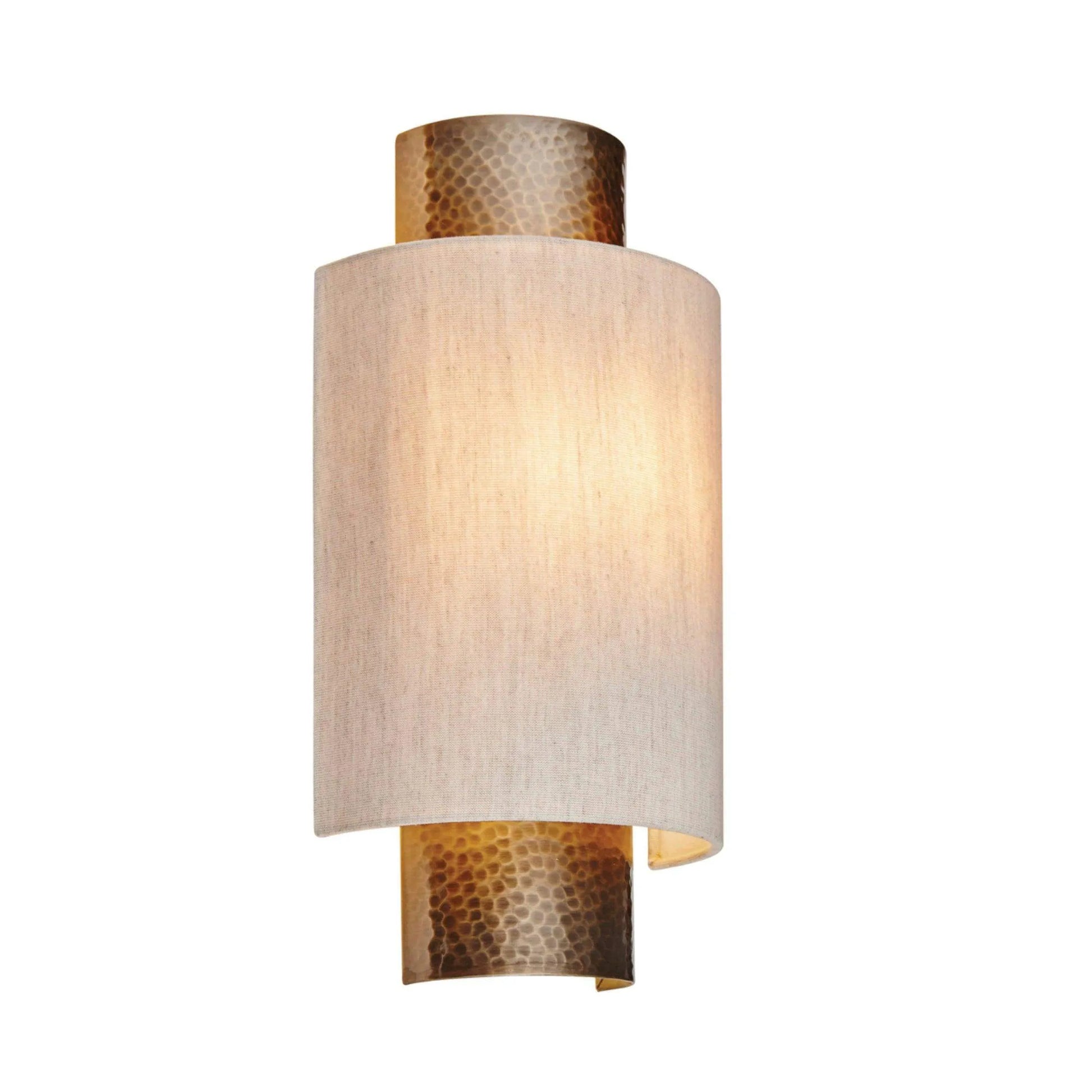 Aged Bronze & Arc Linen Shade Wall Light - The Farthing