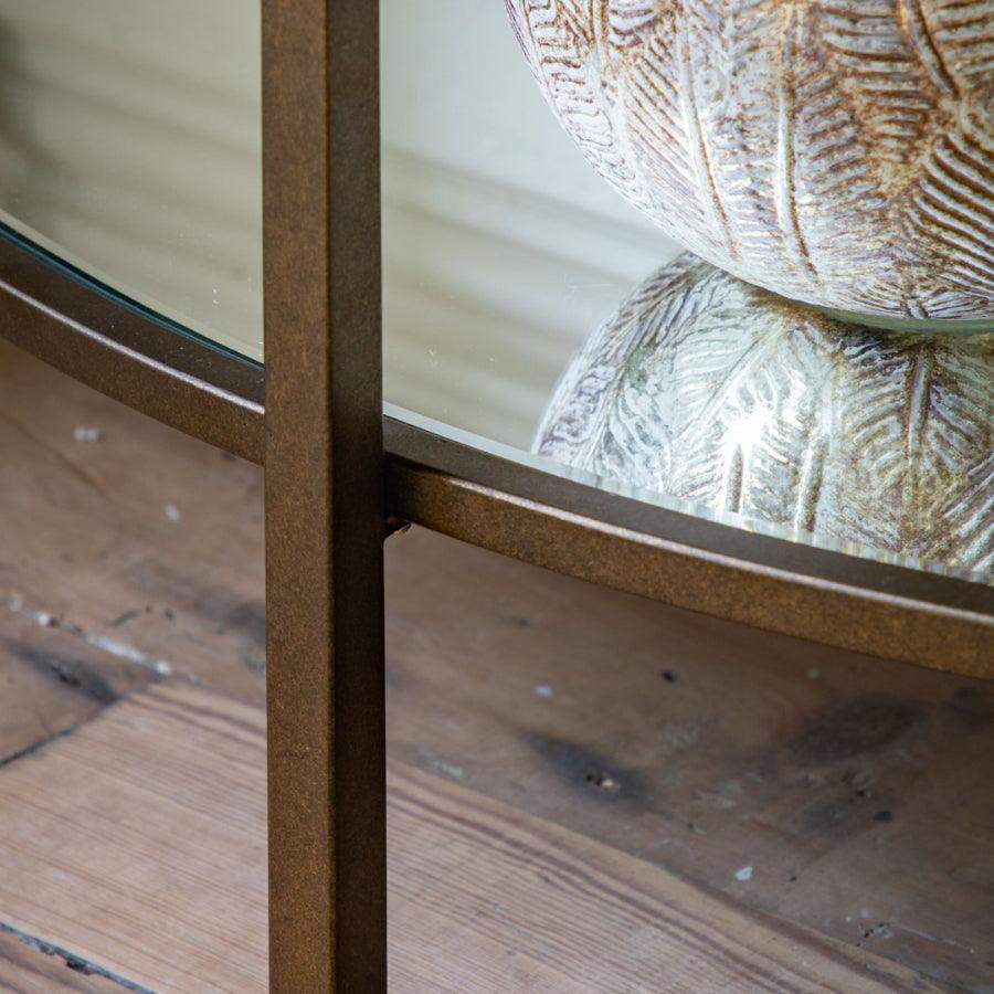 Aged Bronze Metal and Glass Rounded Media Unit - The Farthing