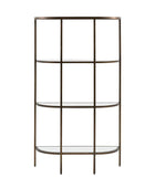 Aged Bronze Metal and Glass Semi Circle Shelf Unit - The Farthing