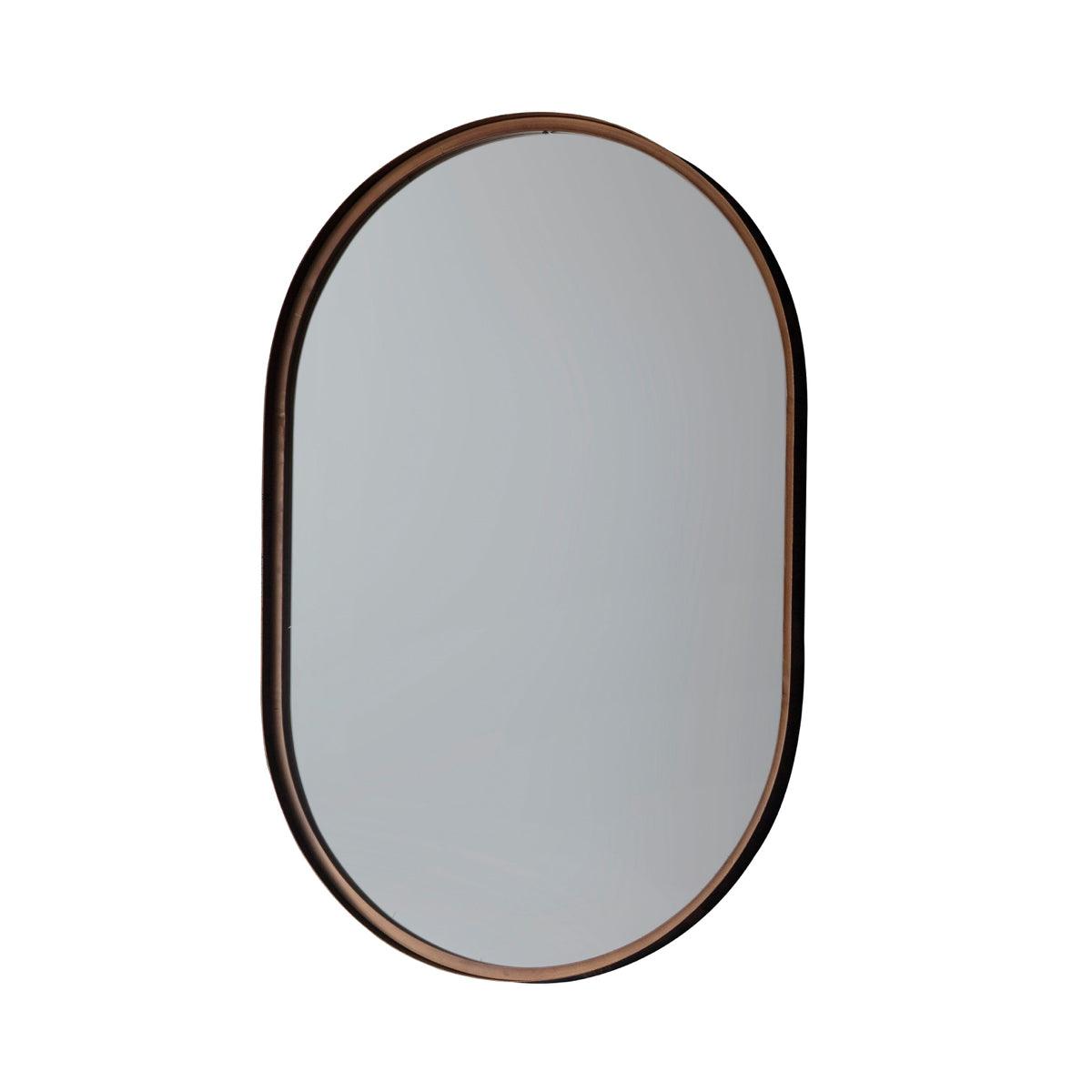 Aged Bronze Oval Metal Wall Mirror - The Farthing
