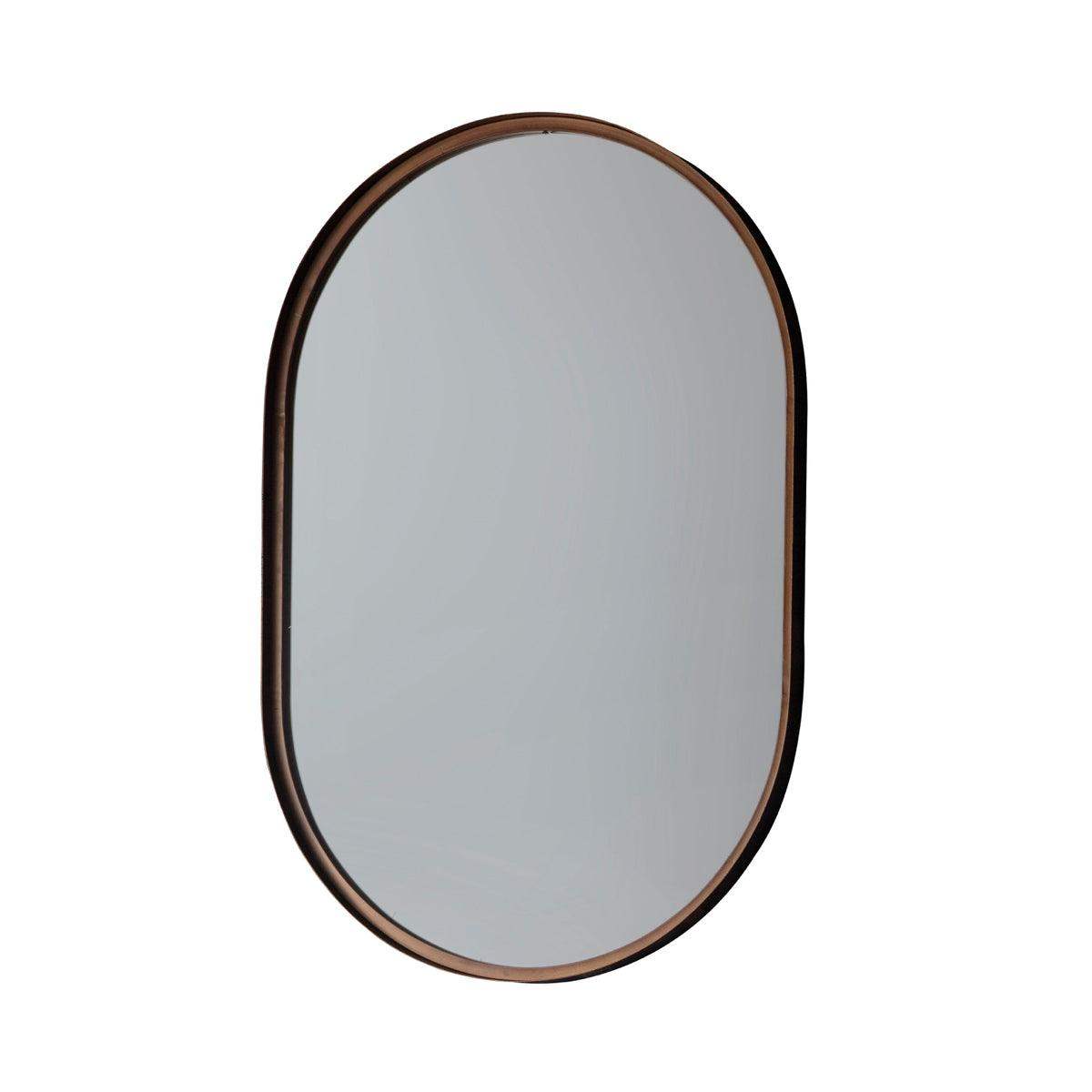 Aged Bronze Oval Metal Wall Mirror - The Farthing