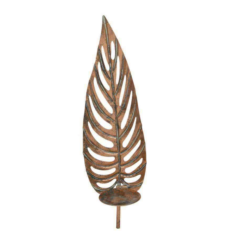 Aged Metal Leaf Wall Sconce Candle Holder - The Farthing