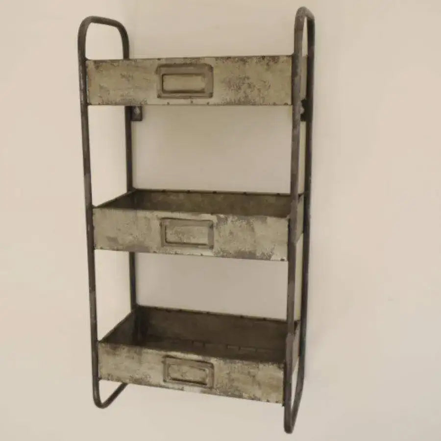 Aged Metal Wall Storage Unit - The Farthing