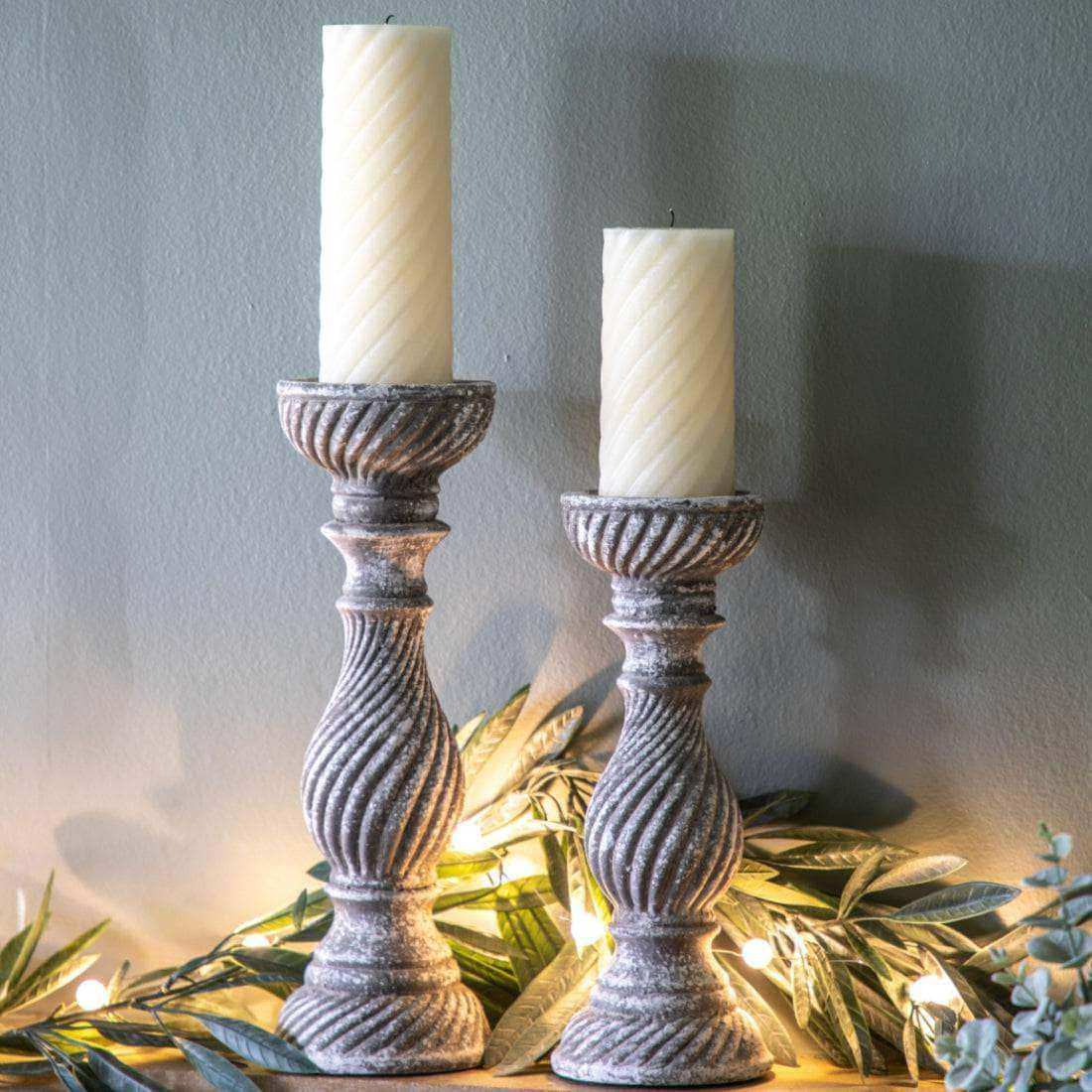 Aged Stone Effect Candle Holder - choice of size - The Farthing