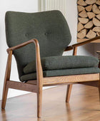 Albert Green Fabric and Ash Wood Armchair - The Farthing