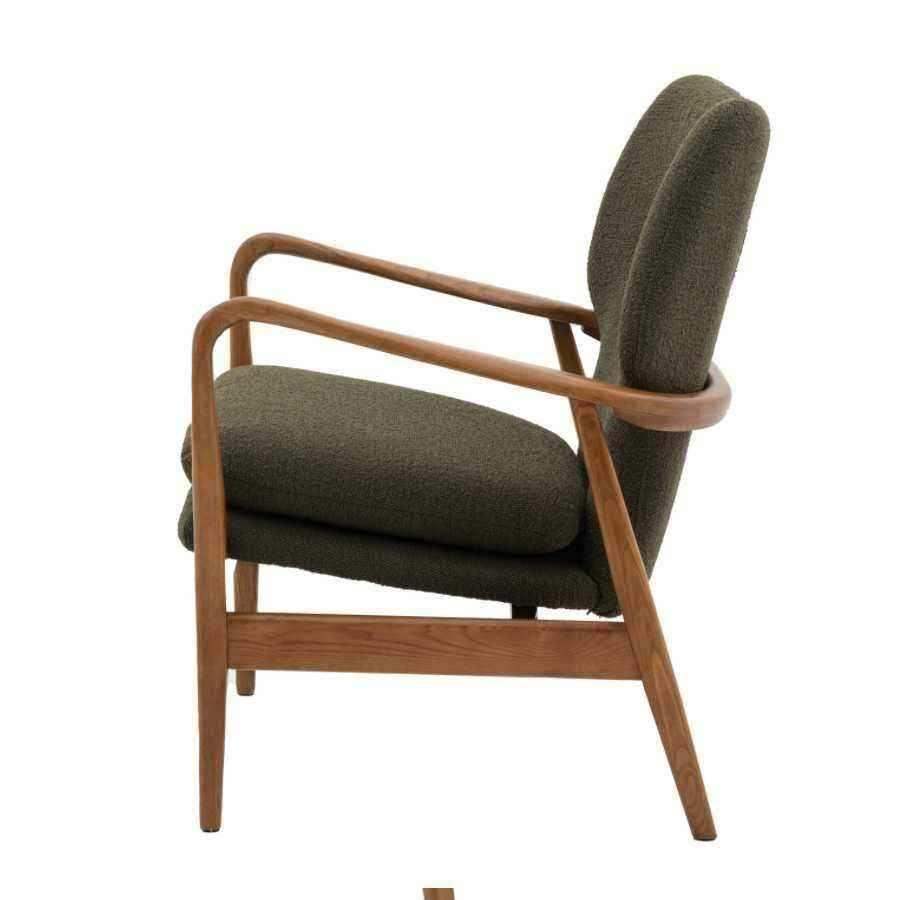 Albert Green Fabric and Ash Wood Armchair - The Farthing