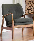 Albert Green Fabric and Ash Wood Armchair - The Farthing