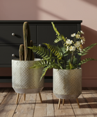 Distressed Gold Metal Planter Set of 2
