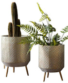 Amara Distressed Gold Metal Planter Set of 2 - The Farthing