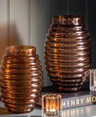 Amber Glass Beehive Vase - Choose of size - The Farthing