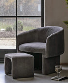 Anthracite Fabric Curved Armchair - The Farthing