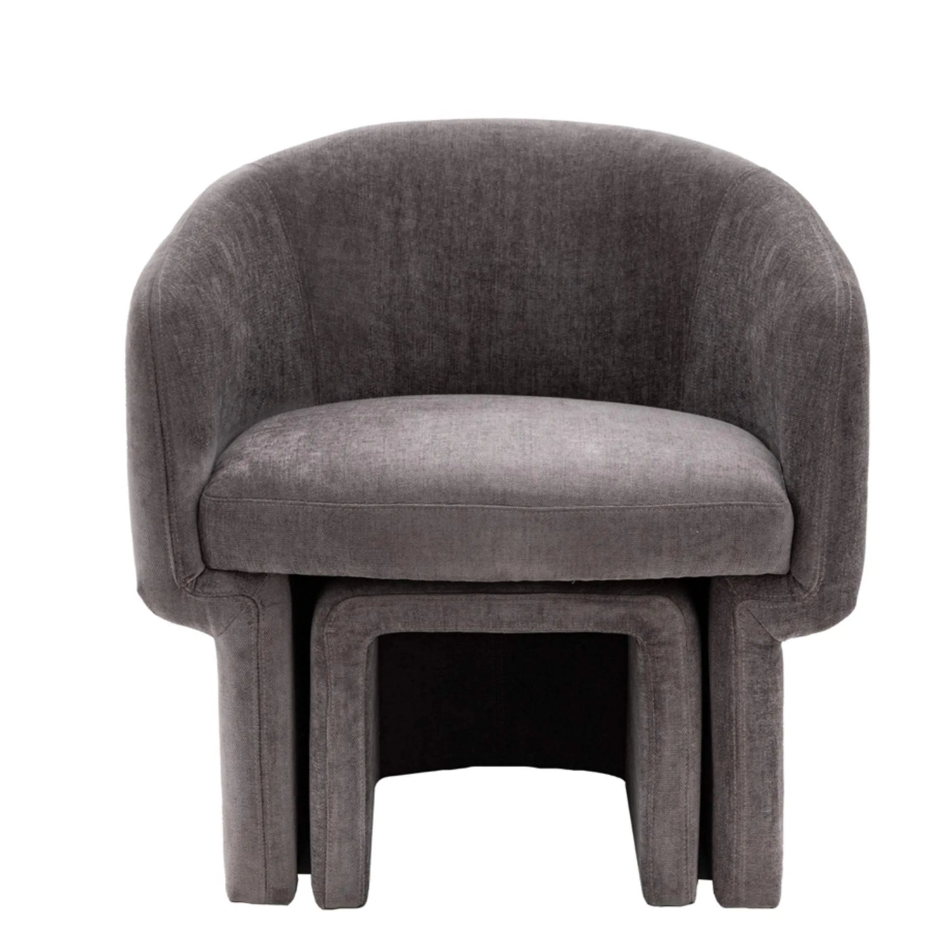 Anthracite Fabric Curved Armchair - The Farthing