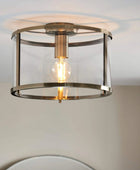 Antique Brass and Glass Ceiling Light - The Farthing