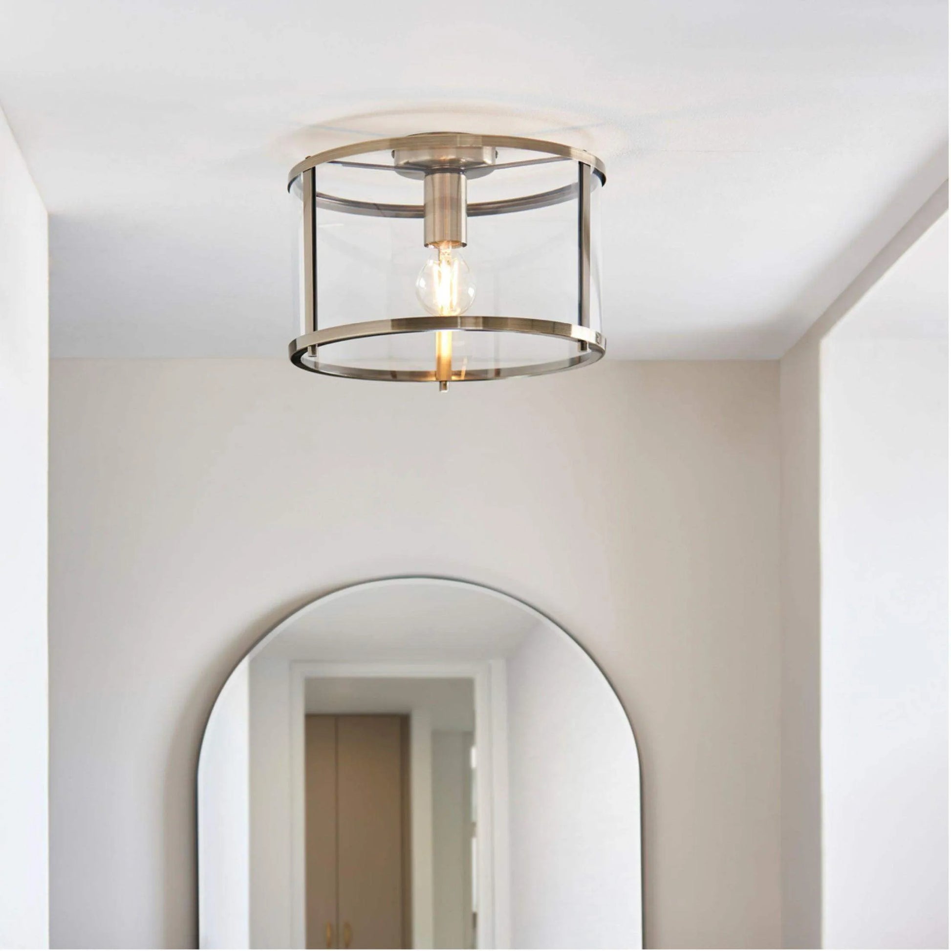 Antique Brass and Glass Ceiling Light - The Farthing