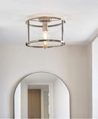 Antique Brass and Glass Ceiling Light - The Farthing