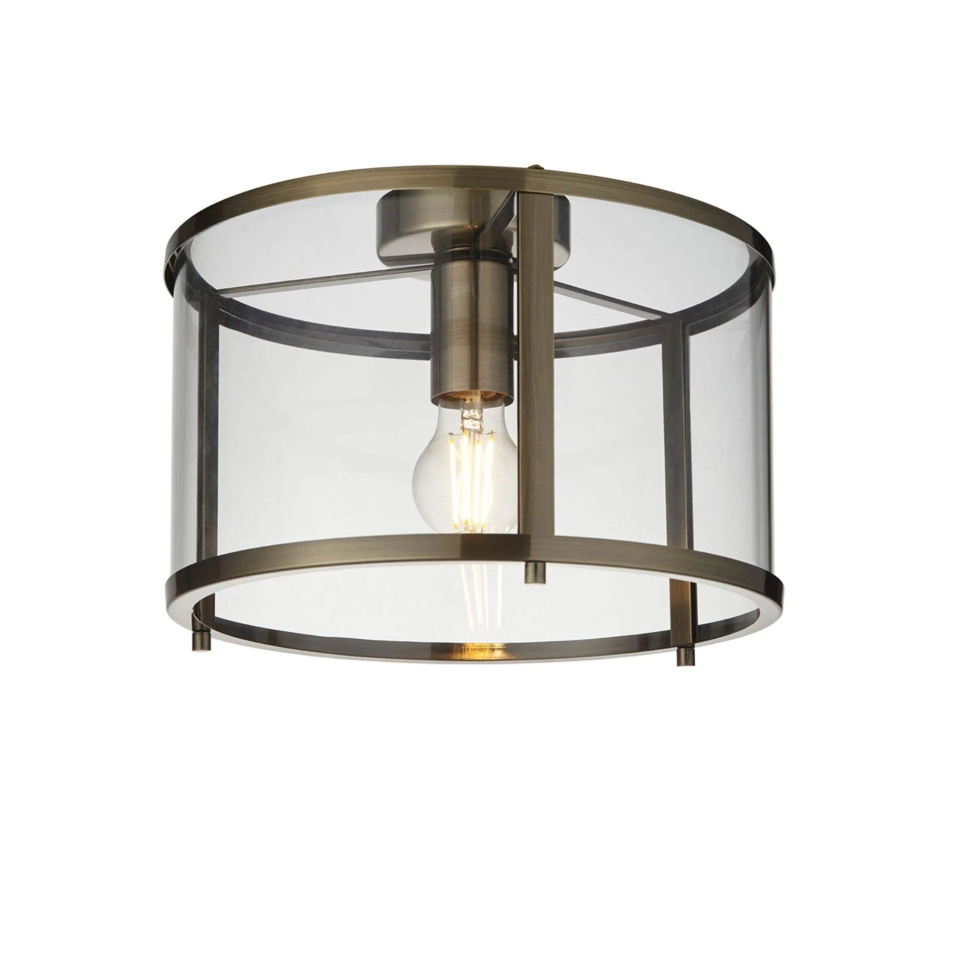 Antique Brass and Glass Ceiling Light - The Farthing