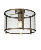 Antique Brass and Glass Ceiling Light - The Farthing