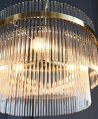 Antique Brass & Glass Rod Pendant Chandelier - The Farthing