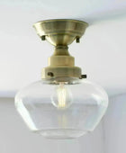 Antique Brass and Glass School House Ceiling Light - The Farthing