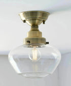 Antique Brass and Glass School House Ceiling Light - The Farthing