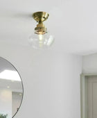 Antique Brass and Glass School House Ceiling Light - The Farthing