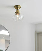 Antique Brass and Glass School House Ceiling Light - The Farthing