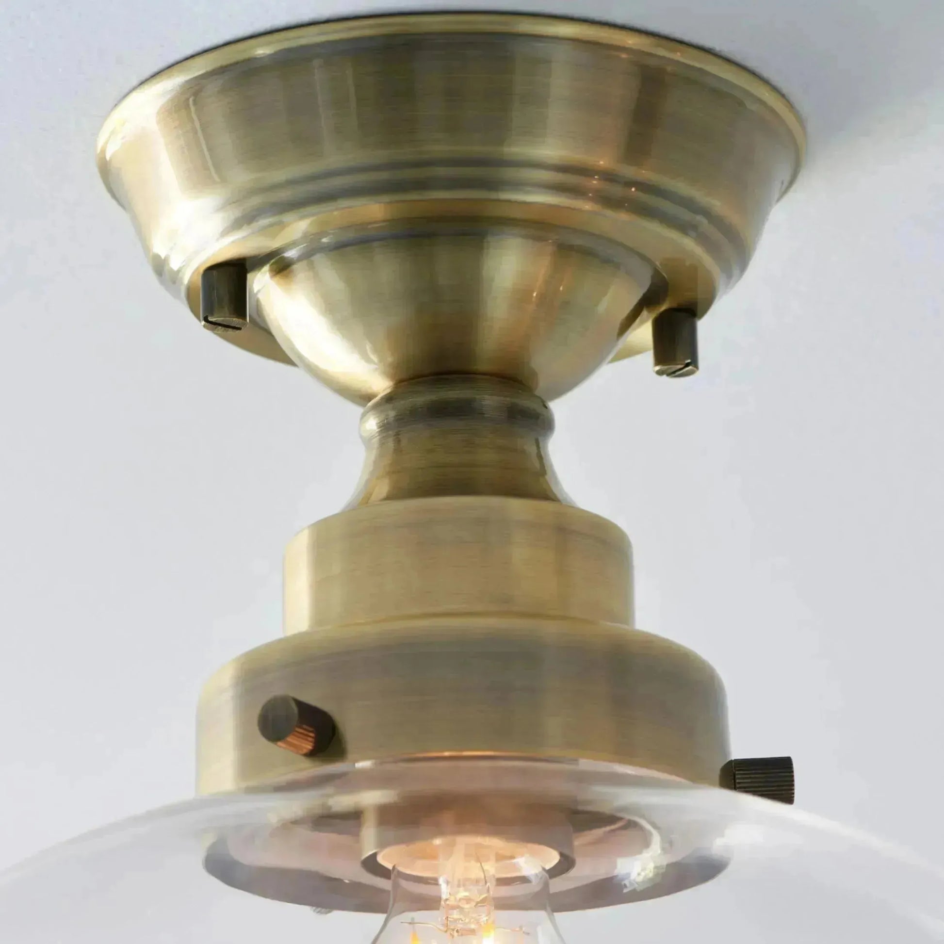 Antique Brass and Glass School House Ceiling Light - The Farthing