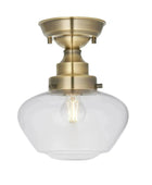 Antique Brass and Glass School House Ceiling Light - The Farthing