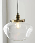 Antique Brass and Glass School House Pendant Light - The Farthing