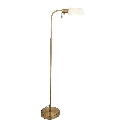 Antique Brass & Opal Glass Floor Lamp - The Farthing