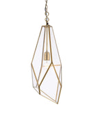 Antique Brass Angular Glass Panels Pendant Light - The Farthing