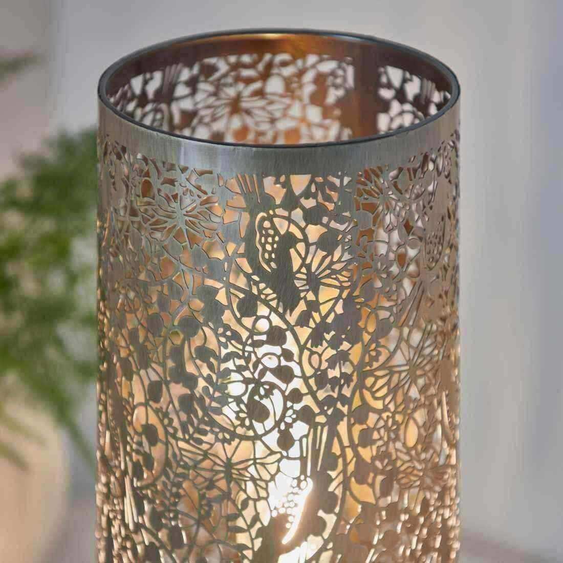 Antique Brass Cutout Filigree Patterned Table Light - The Farthing