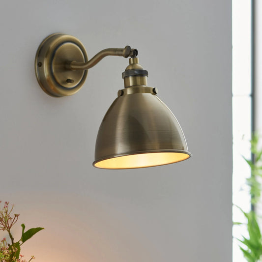 Antique Brass Dome Wall Light - The Farthing