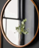 Antique Bronze Round Industrial Mirror with Shelf - The Farthing