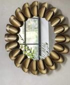 Antique Bronze Scalloped Tips Round Mirror - The Farthing