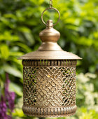 Antique Gold Hanging Filigree Metal Lantern - The Farthing