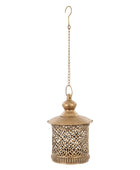 Antique Gold Hanging Filigree Metal Lantern - The Farthing