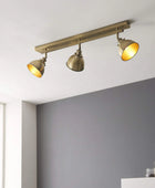 Antiqued Brass 3 Bar Ceiling Light - The Farthing