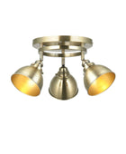 Antiqued Brass 3 Round Ceiling Light - The Farthing