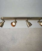 Antiqued Brass 4 Bar Ceiling Light - The Farthing