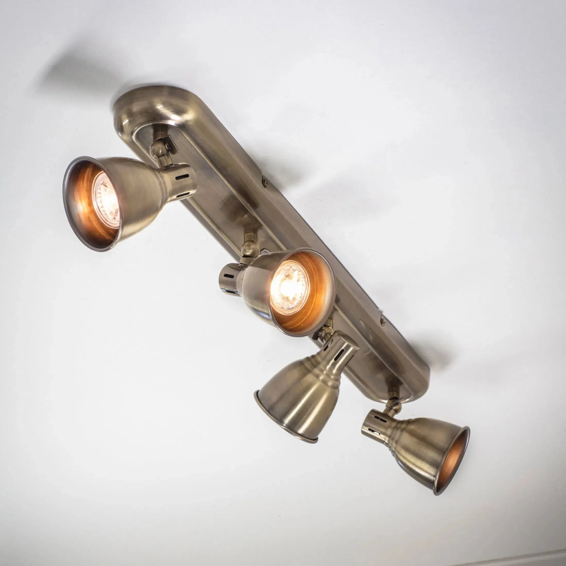 Antiqued Brass 4 Bar Ceiling Light - The Farthing