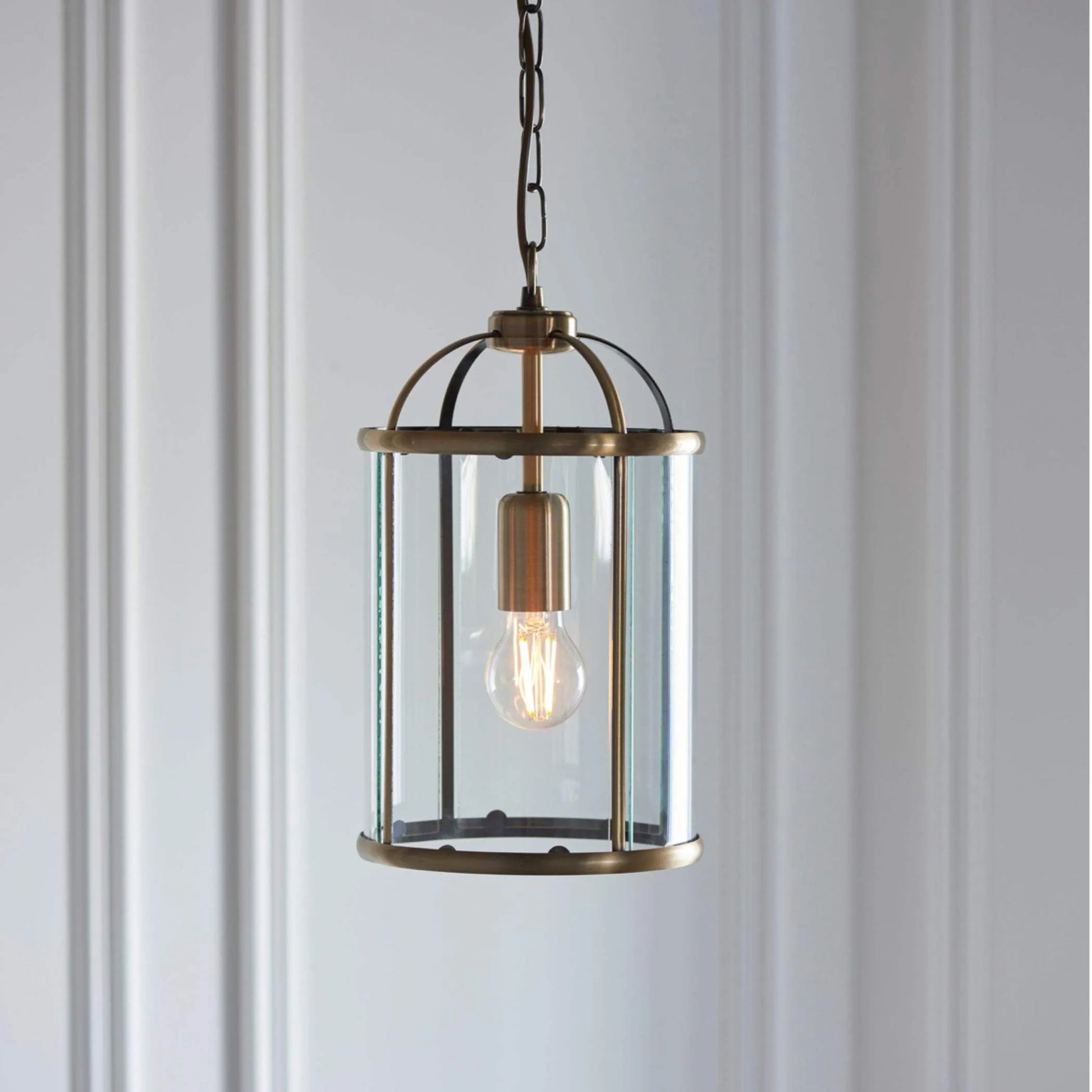 Antiqued Brass and Glass Portland Pendant Light - The Farthing