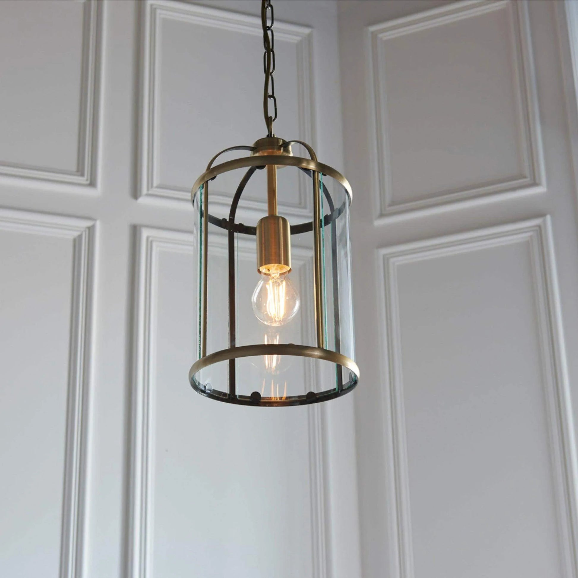 Antiqued Brass and Glass Portland Pendant Light - The Farthing