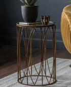 Antiqued Bronze and Aged Glass Side Table - The Farthing