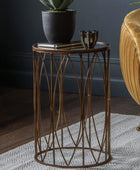 Antiqued Bronze and Aged Glass Side Table - The Farthing