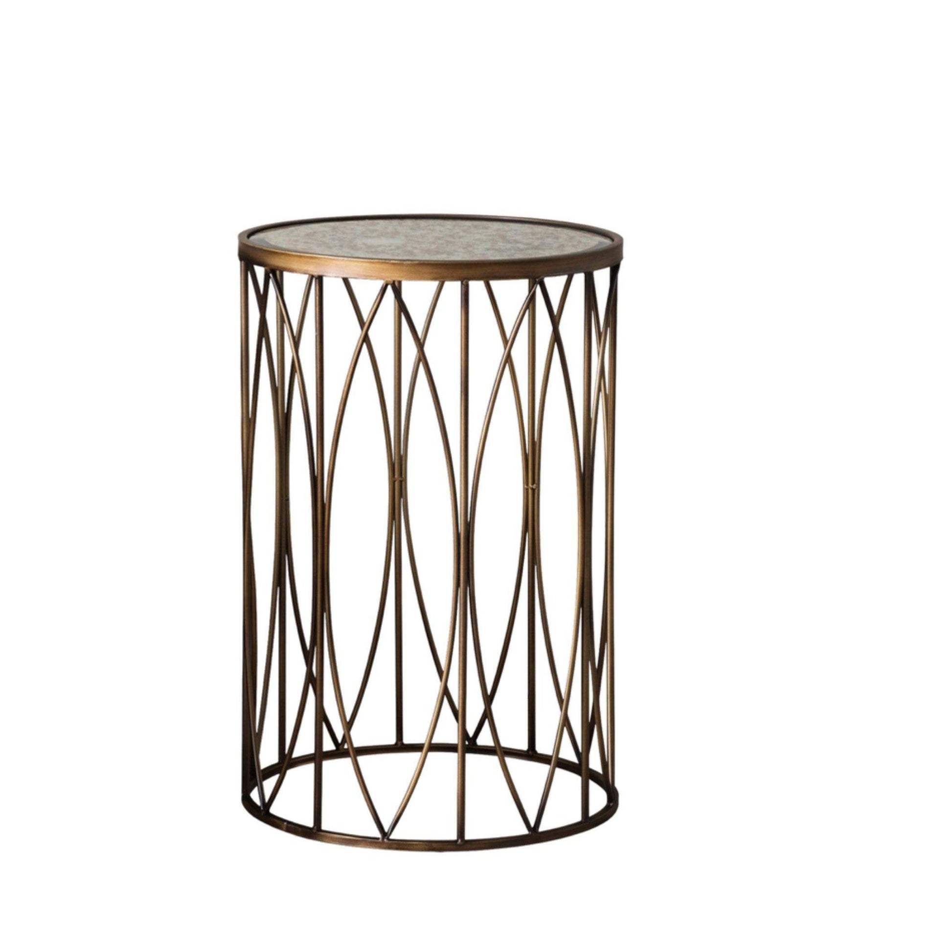 Antiqued Bronze and Aged Glass Side Table - The Farthing