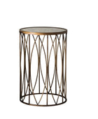 Antiqued Bronze and Aged Glass Side Table - The Farthing