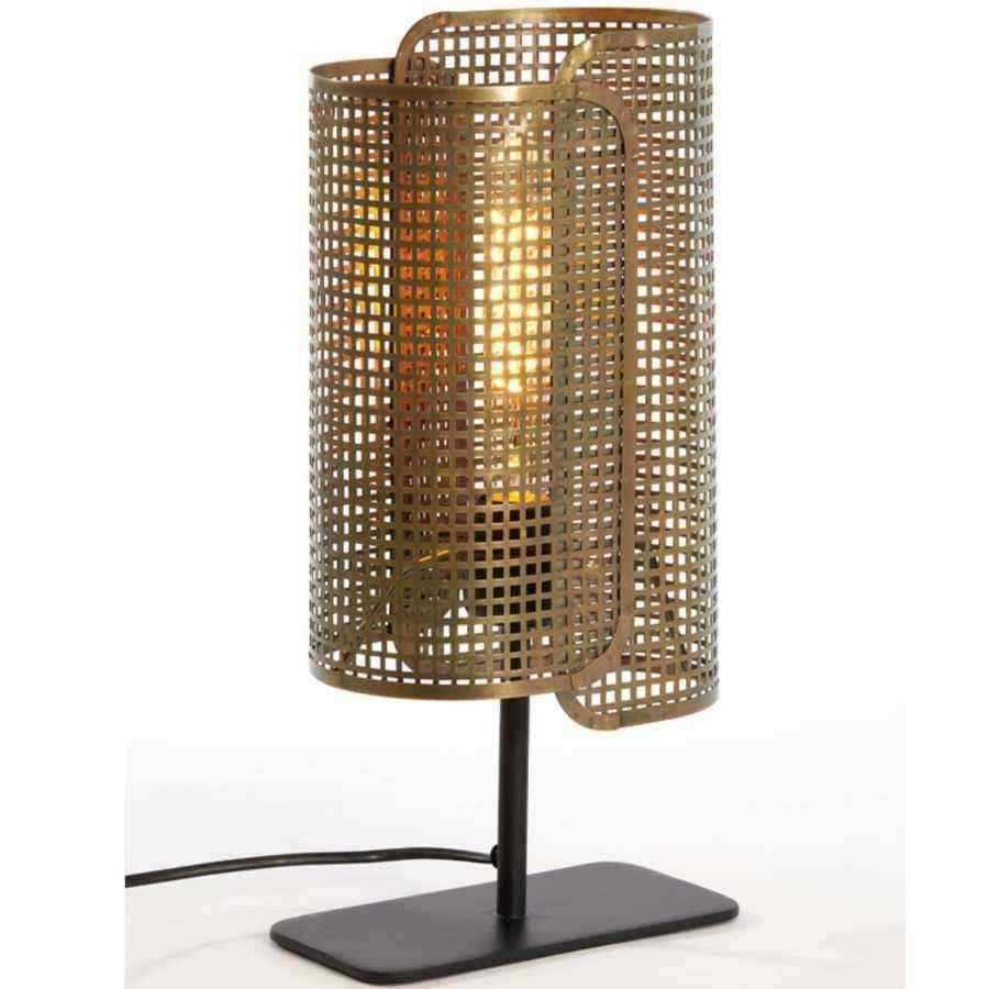 Antiqued Bronze Mesh Table Light - The Farthing