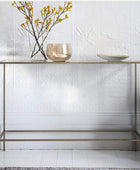 Antiqued Bronze Metal and Glass Console Table - The Farthing